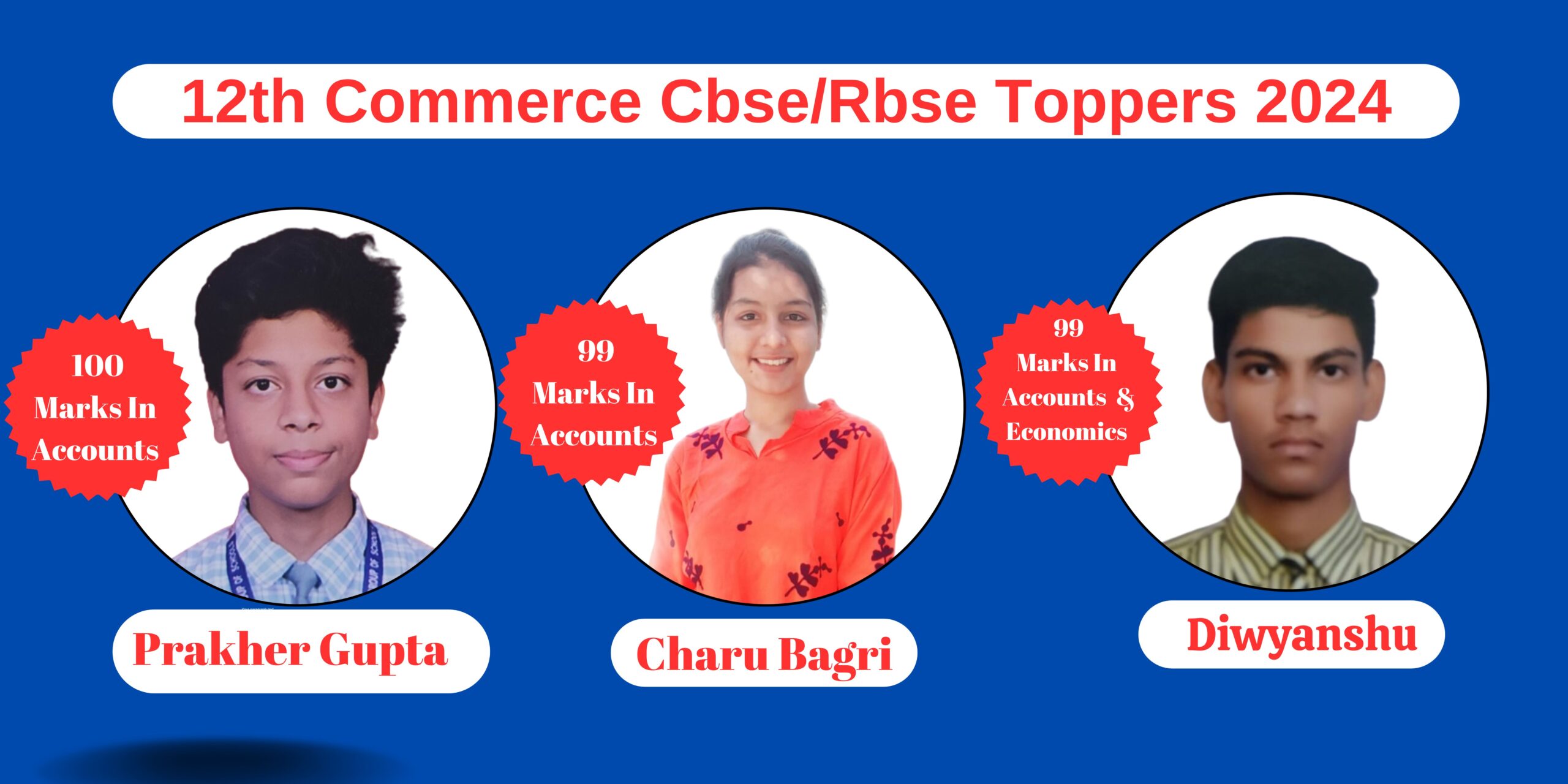 class 12th Commerce toppers of Cbse and Rbse Board of D's Education Commerce Classes